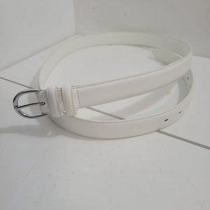New White Leather and Gold Buckle X-large Belt